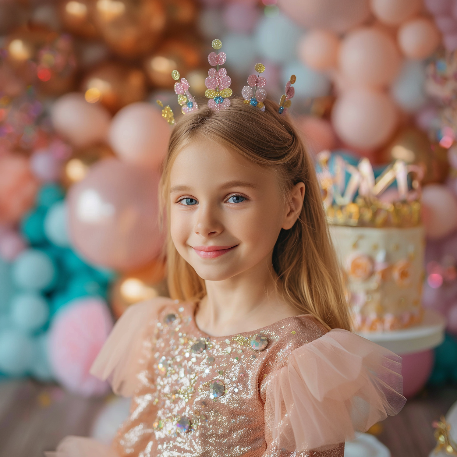 A young girl, amidst humble surroundings, lost in an imaginative world where she is a princess.