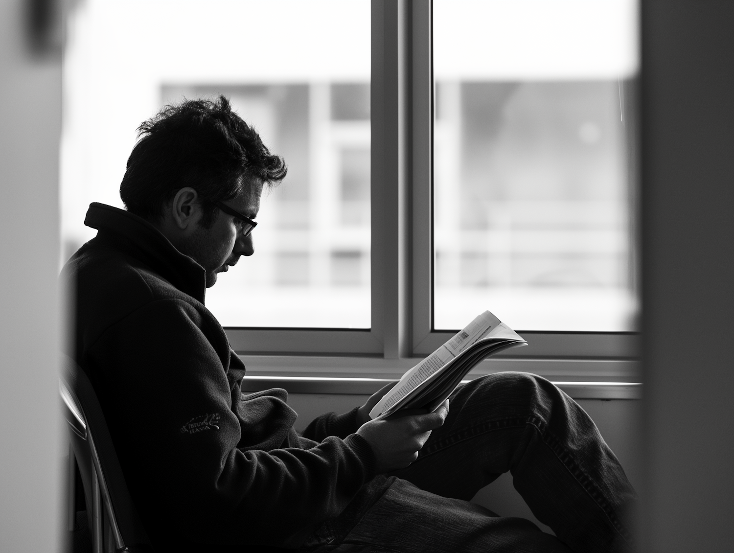 A person looking overwhelmed by a vast selection of books, illustrating the concept of "discovery fatigue" when trying to find a new read.