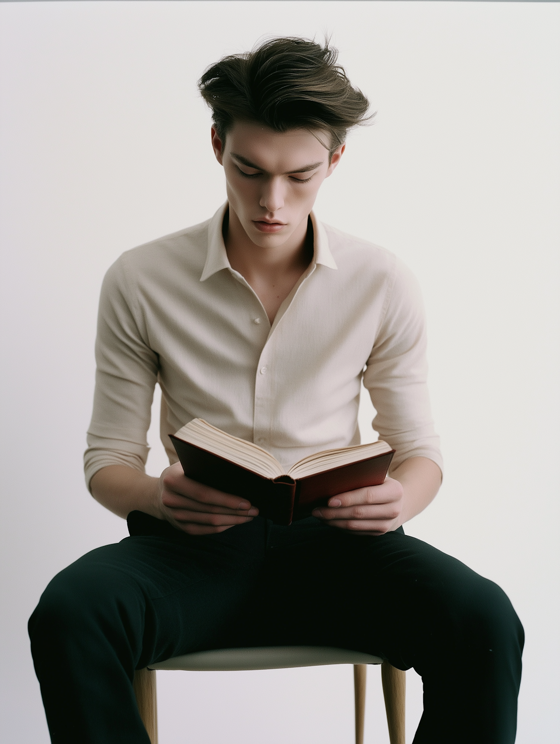 A reader deeply engaged with a challenging science fiction novel, reflecting on its themes of societal questions and uncomfortable truths.