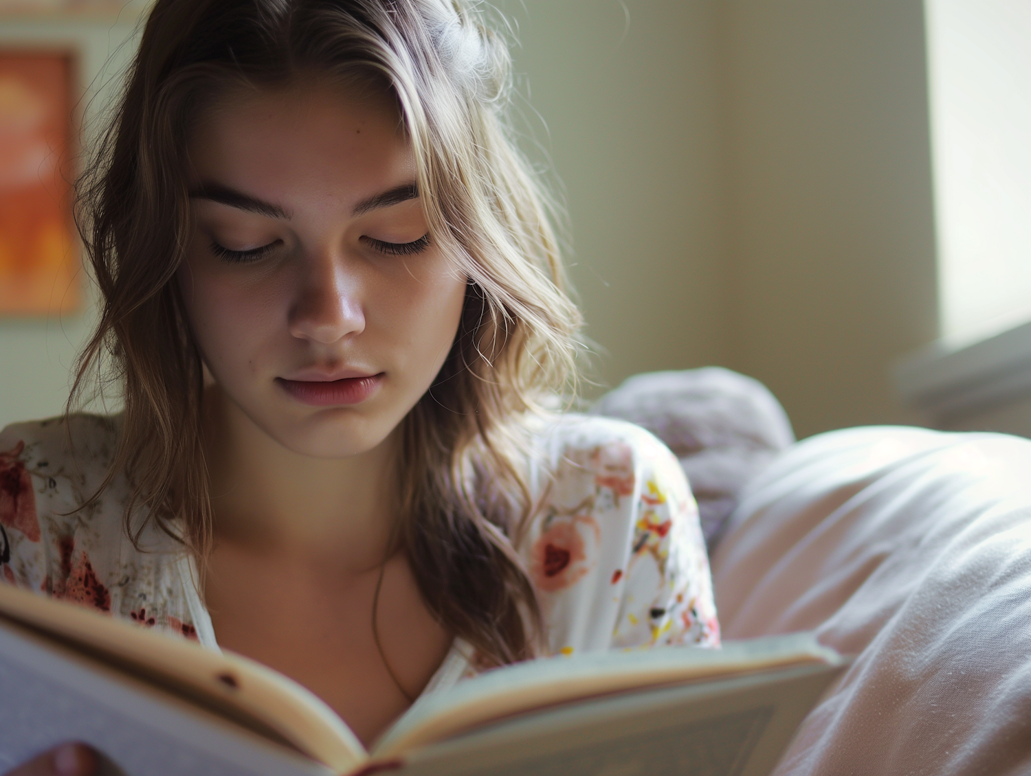 A person relaxed and content, deeply absorbed in reading a book, demonstrating the joy of successful book discovery.