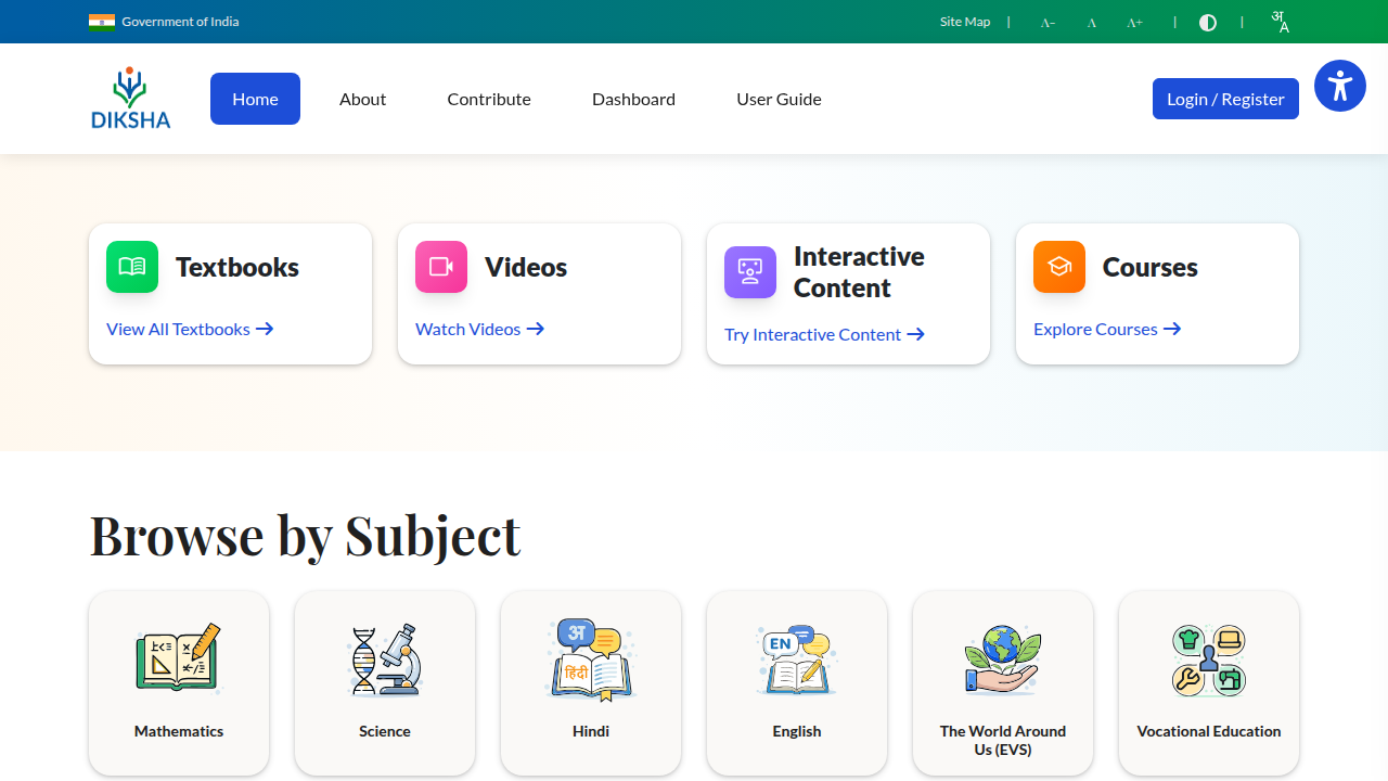 DIKSHA, India's national digital infrastructure for knowledge sharing, offers free resources for NCERT Science.