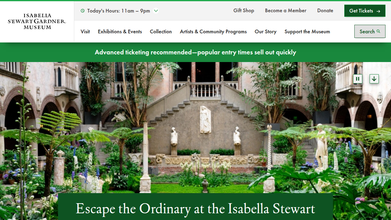 The Isabella Stewart Gardner Museum, mentioned for its historical drama notation related to Dumas.