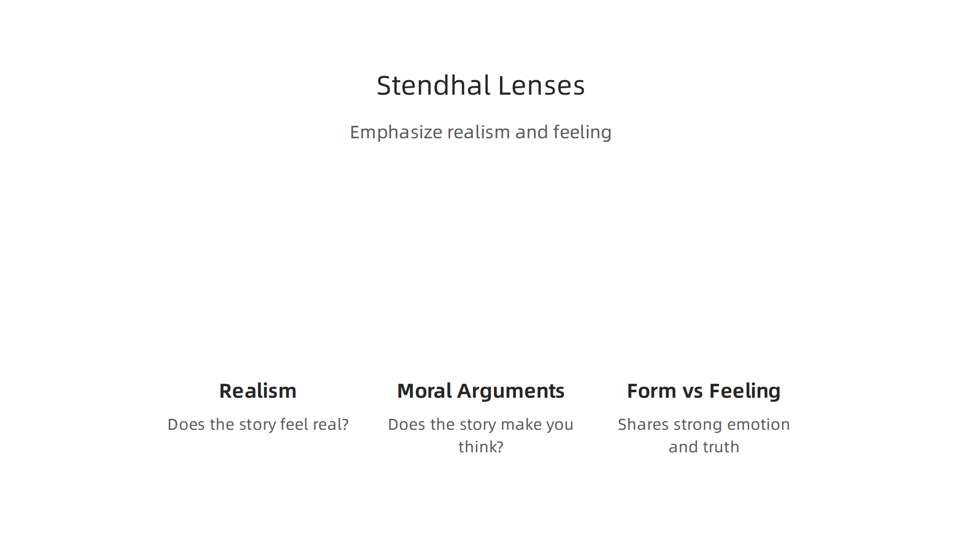 Stendhal's approach emphasizes realism and genuine emotion over strict classical forms.
